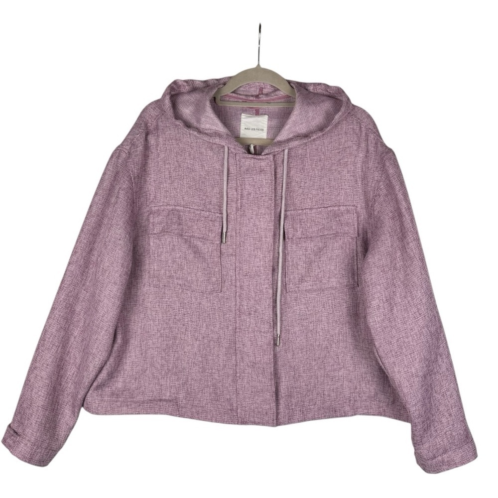 AVEC LES FILLES Lavender Cropped Lightweight Jacket Size XL Full zip Hoodie